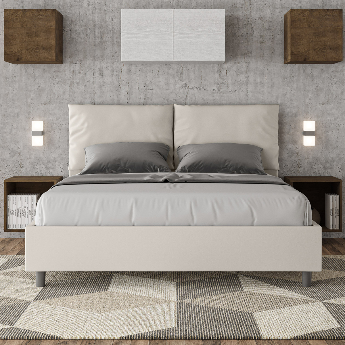 Double storage bed 160x190 headboard with cushions Antea M — 4