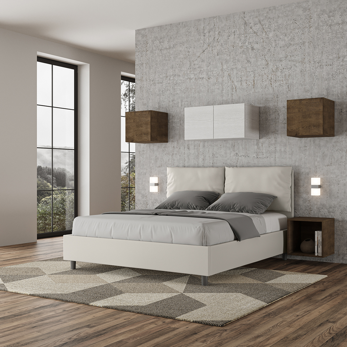Double storage bed 160x190 headboard with cushions Antea M — 2