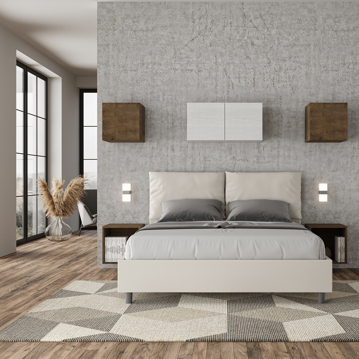 Double storage bed 160x190 headboard with cushions Antea M — 3