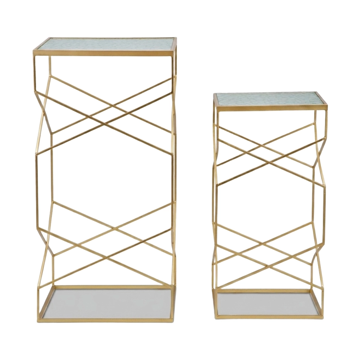 Set of 2 Square Side Tables in Iron and Vetro Glassy L — 4