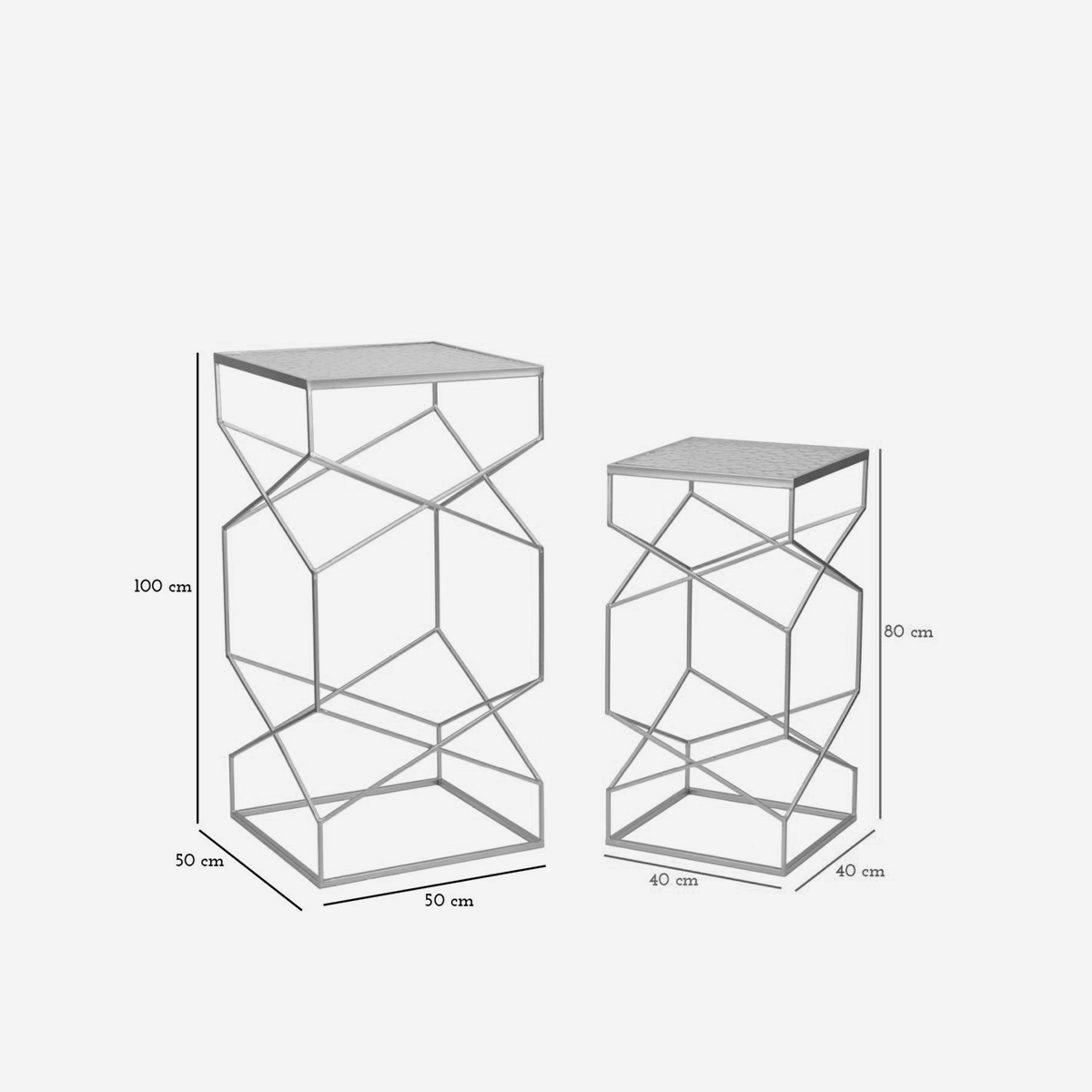 Set of 2 Square Side Tables in Iron and Vetro Glassy L — 3