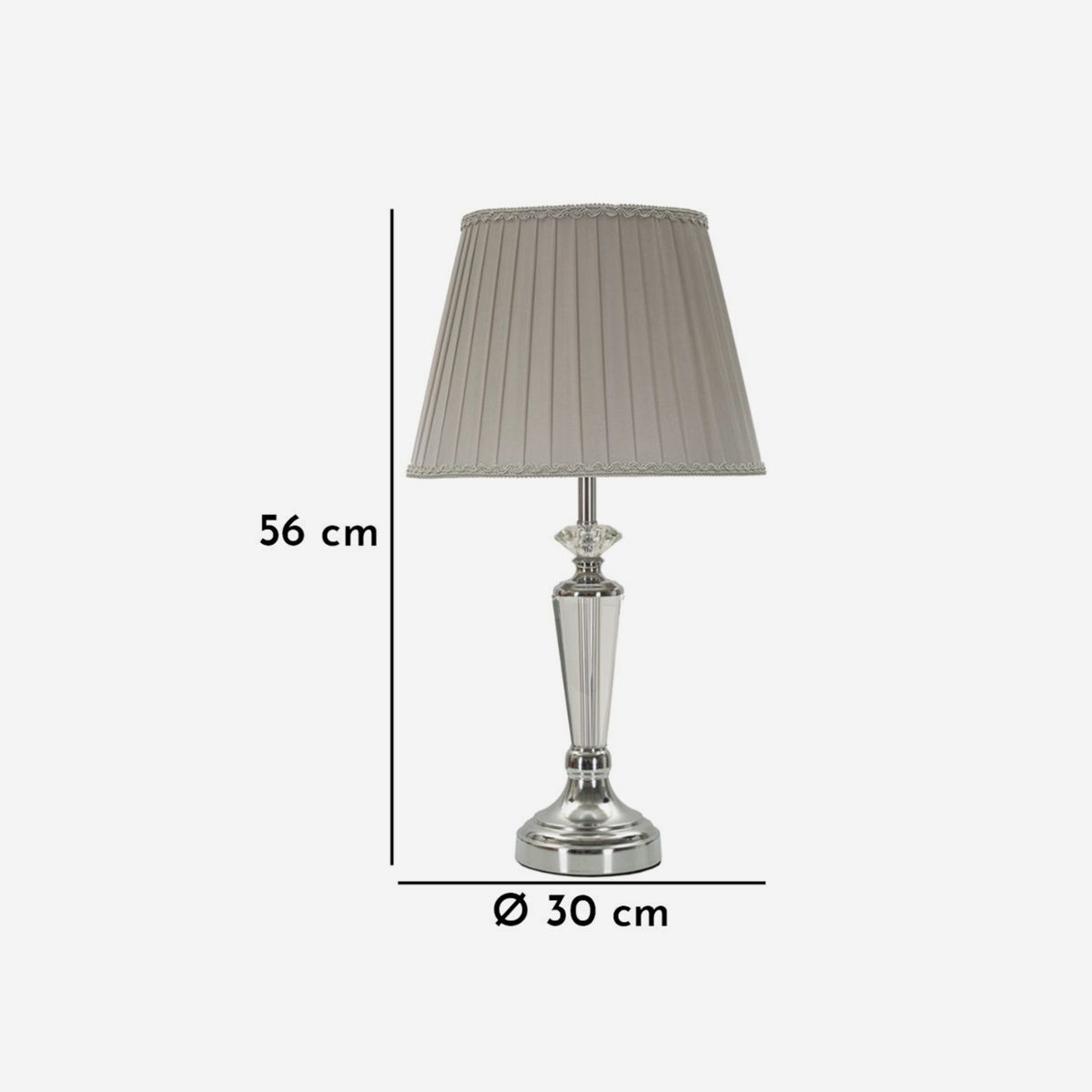 Silvery Classic Table Lamp in Metal and Glass with Tessuto Fabric Shade — 3