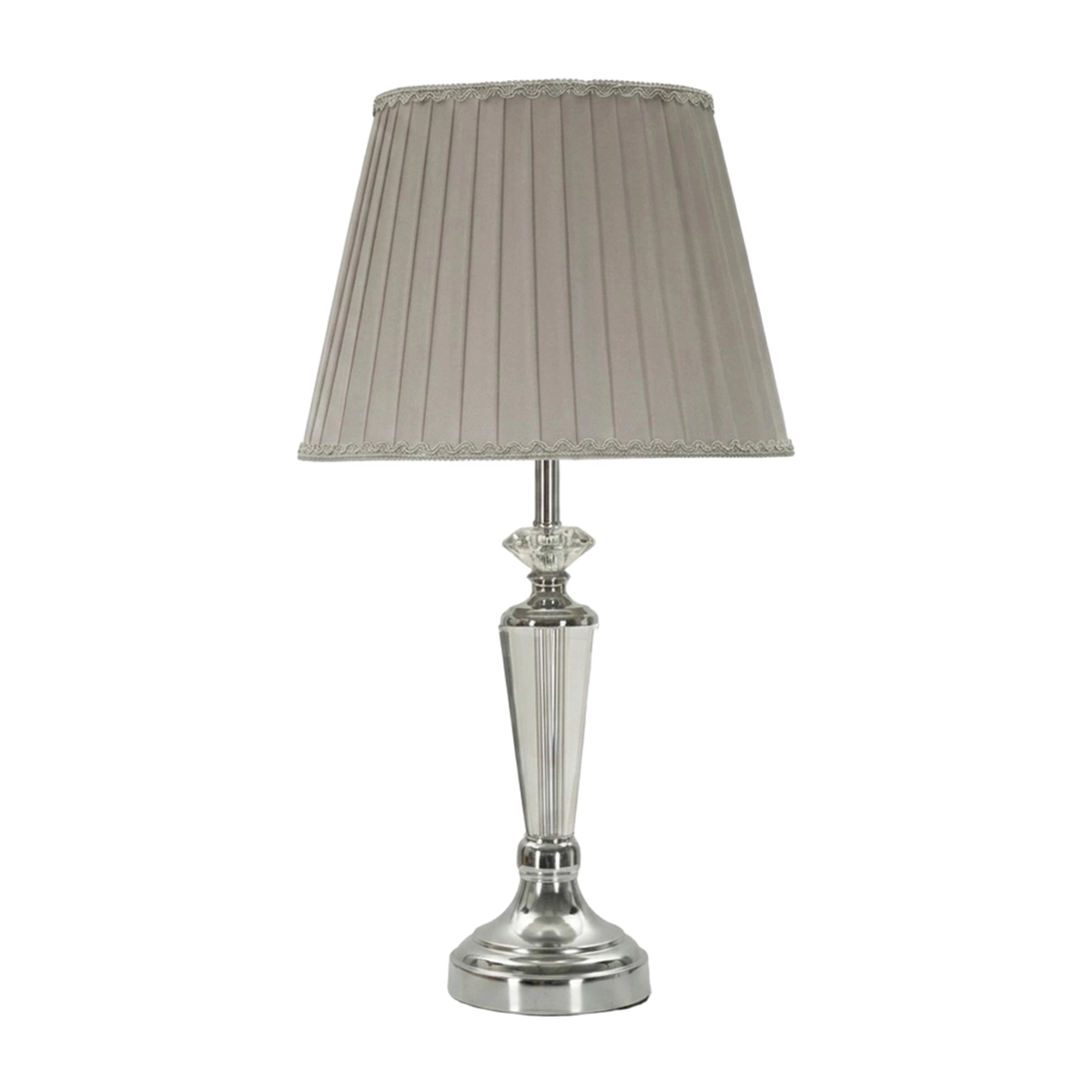 Silvery Classic Table Lamp in Metal and Glass with Tessuto Fabric Shade — 1