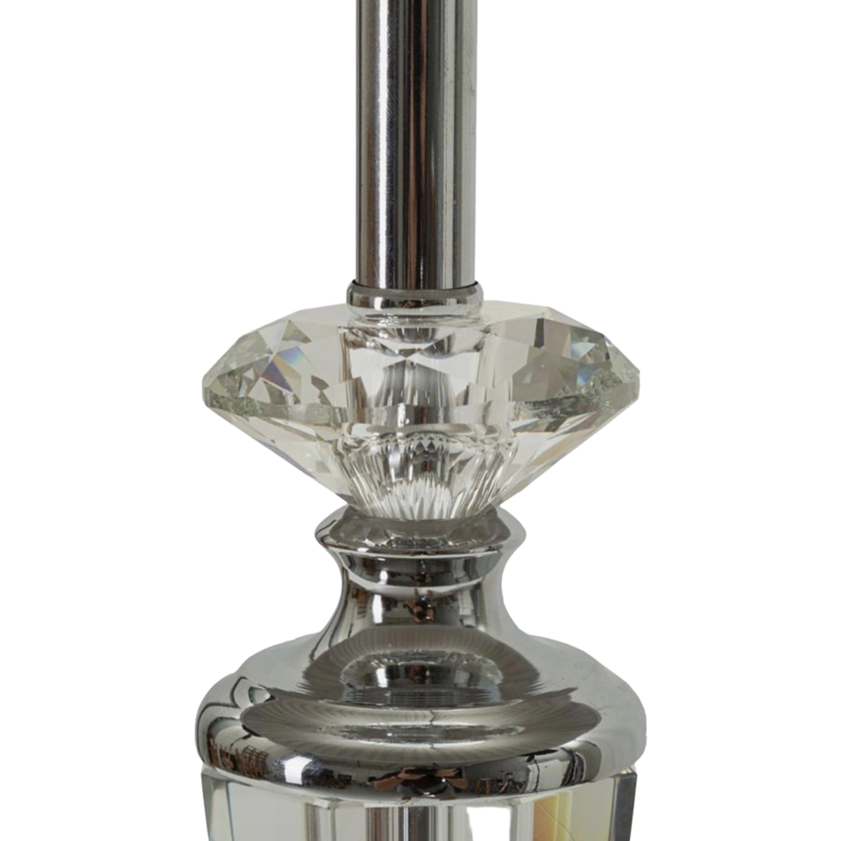 Silvery Classic Table Lamp in Metal and Glass with Tessuto Fabric Shade — 6