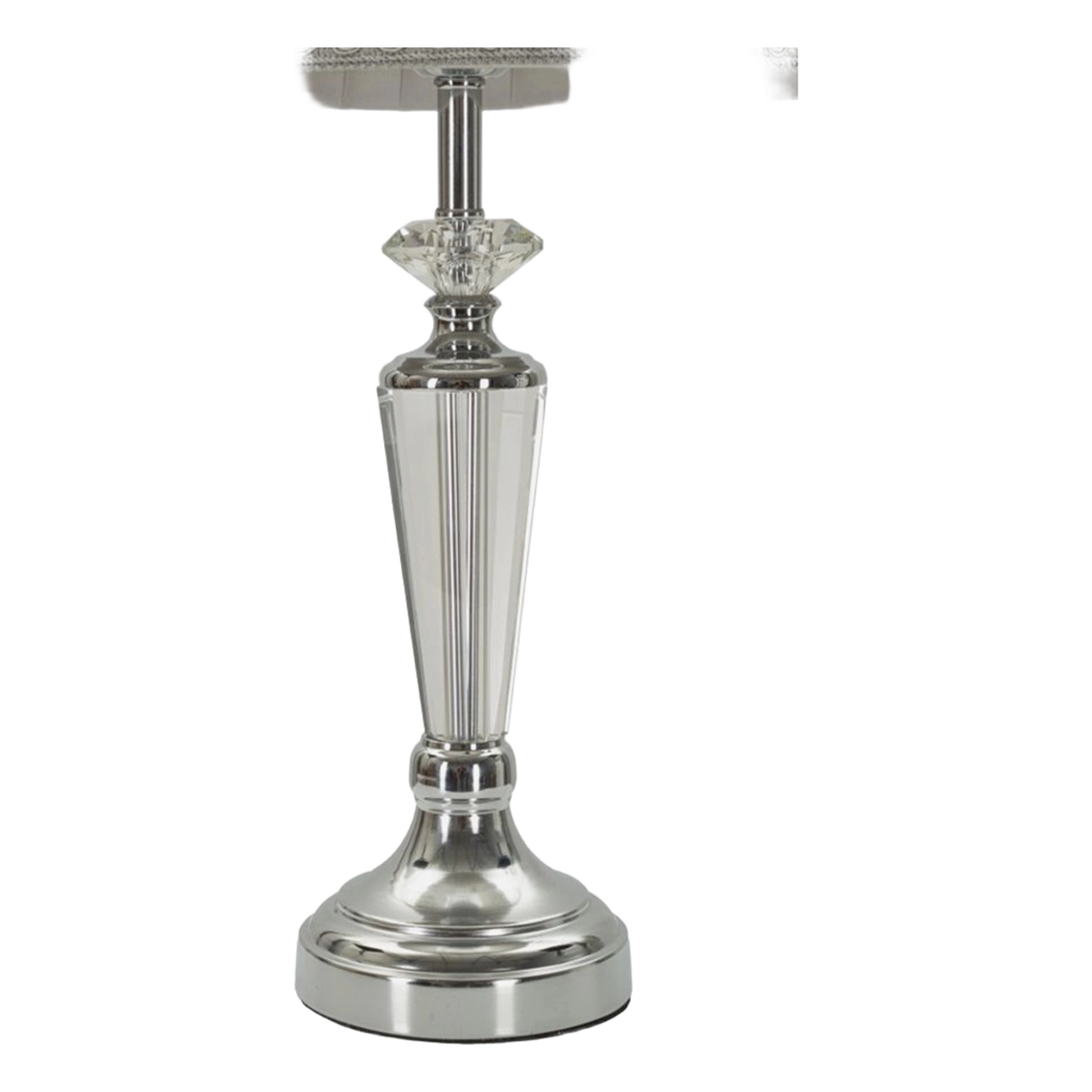 Silvery Classic Table Lamp in Metal and Glass with Tessuto Fabric Shade — 5