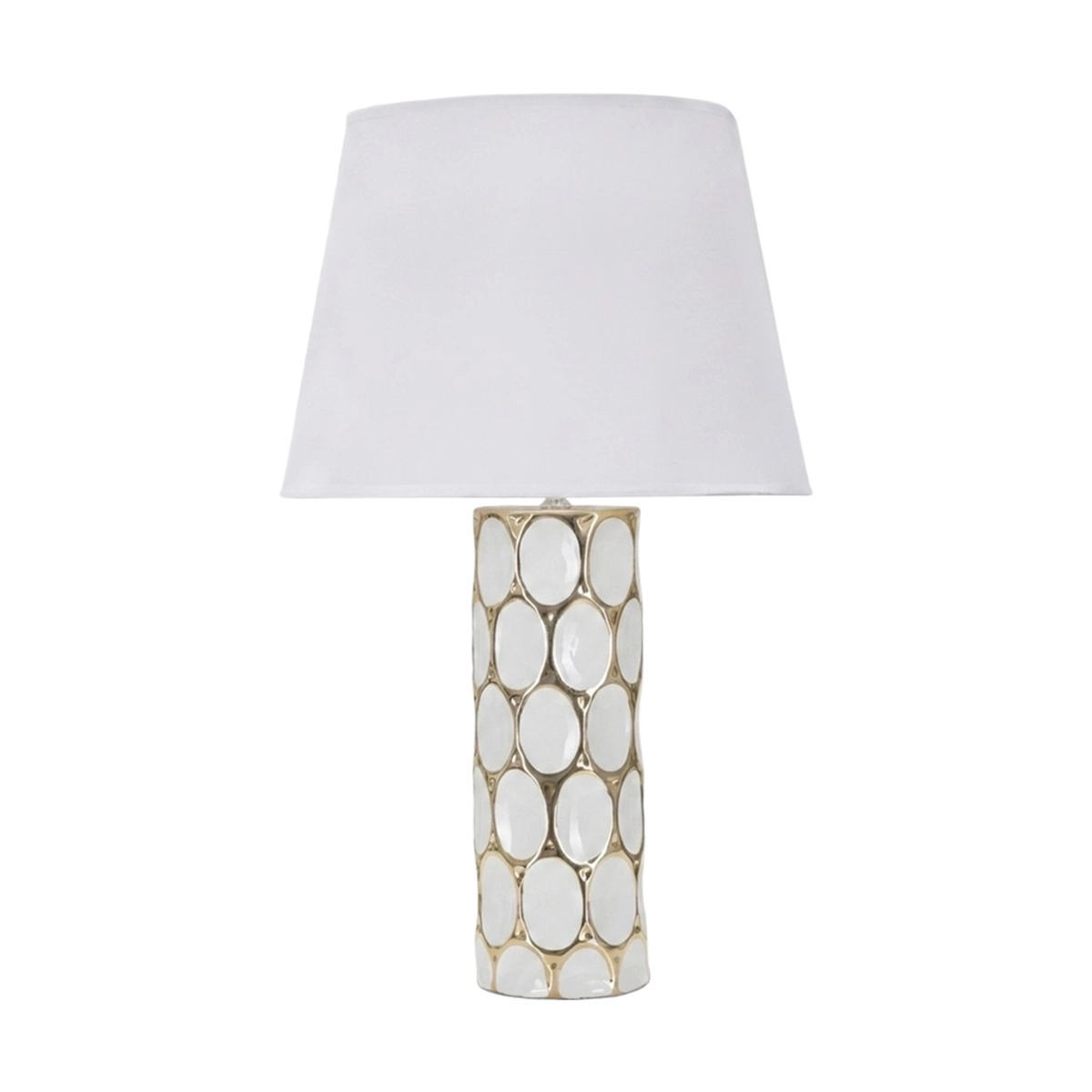 Glam Carv Ceramic Table Lamp with Fabric Lampshade — 1