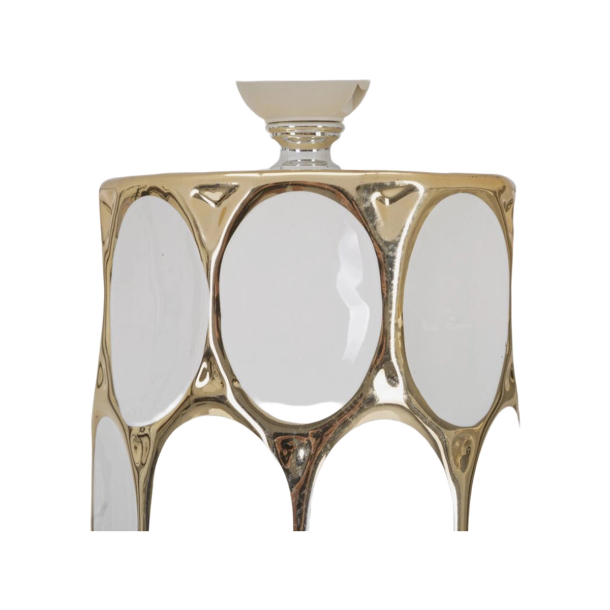 Glam Carv Ceramic Table Lamp with Fabric Lampshade — 4