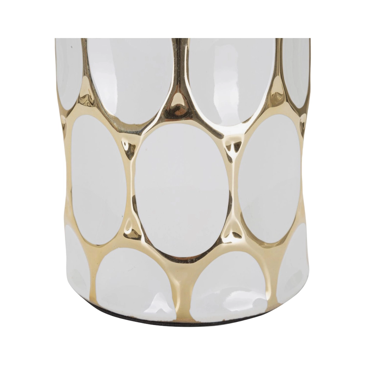 Glam Carv Ceramic Table Lamp with Fabric Lampshade — 5