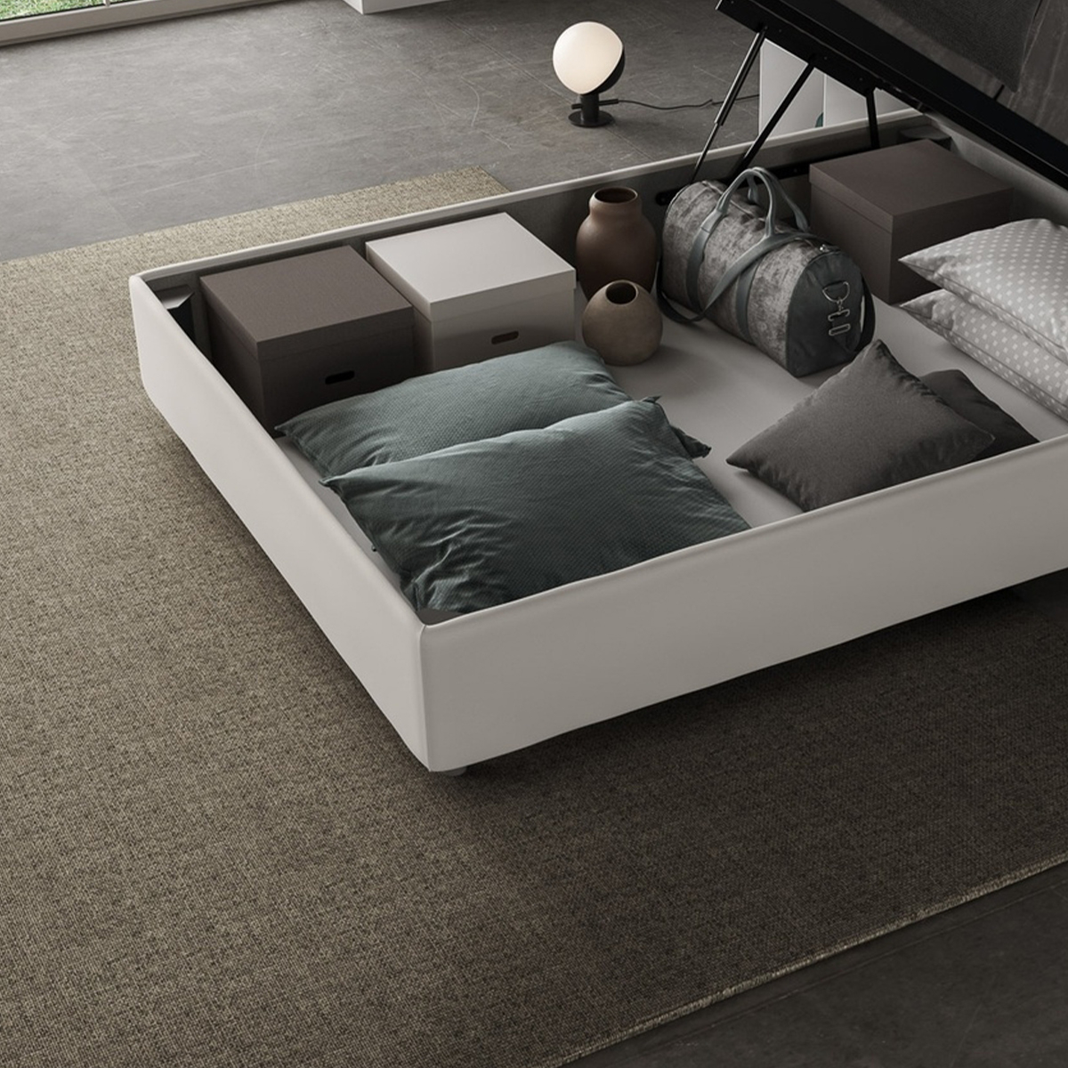 Azelia 140x190 French Double Bed with Storage in White Faux Leather — 5