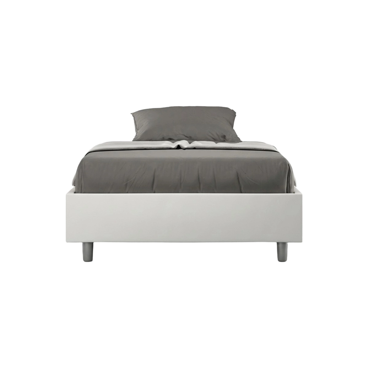 Azelia 140x190 French Double Bed with Storage in White Faux Leather — 1
