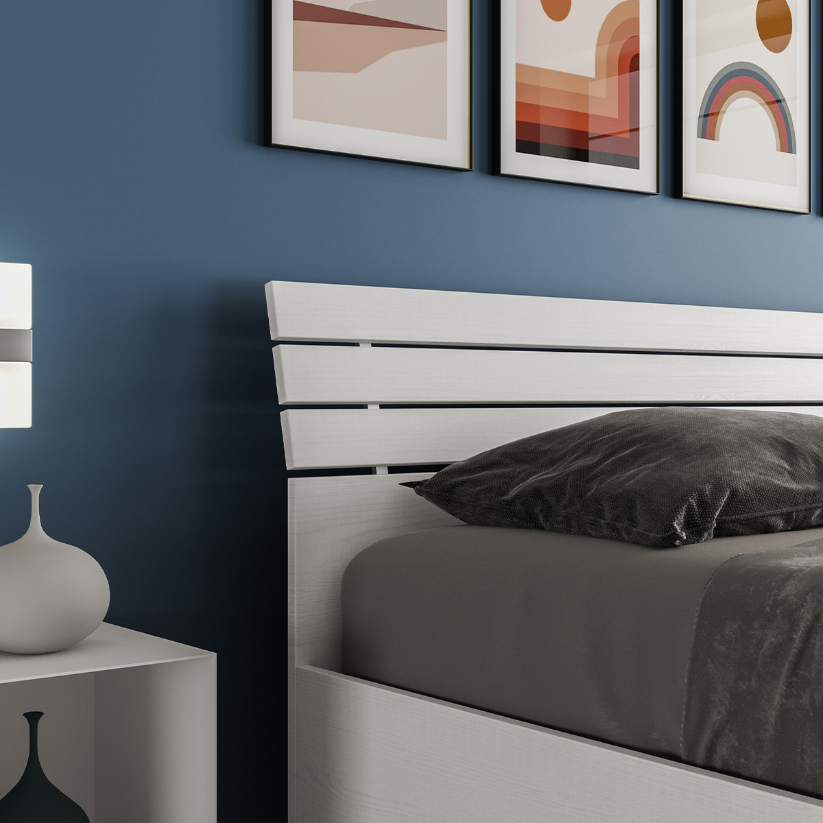 Double bed 160x190 in white ash wood with slatted base Ankel — 4