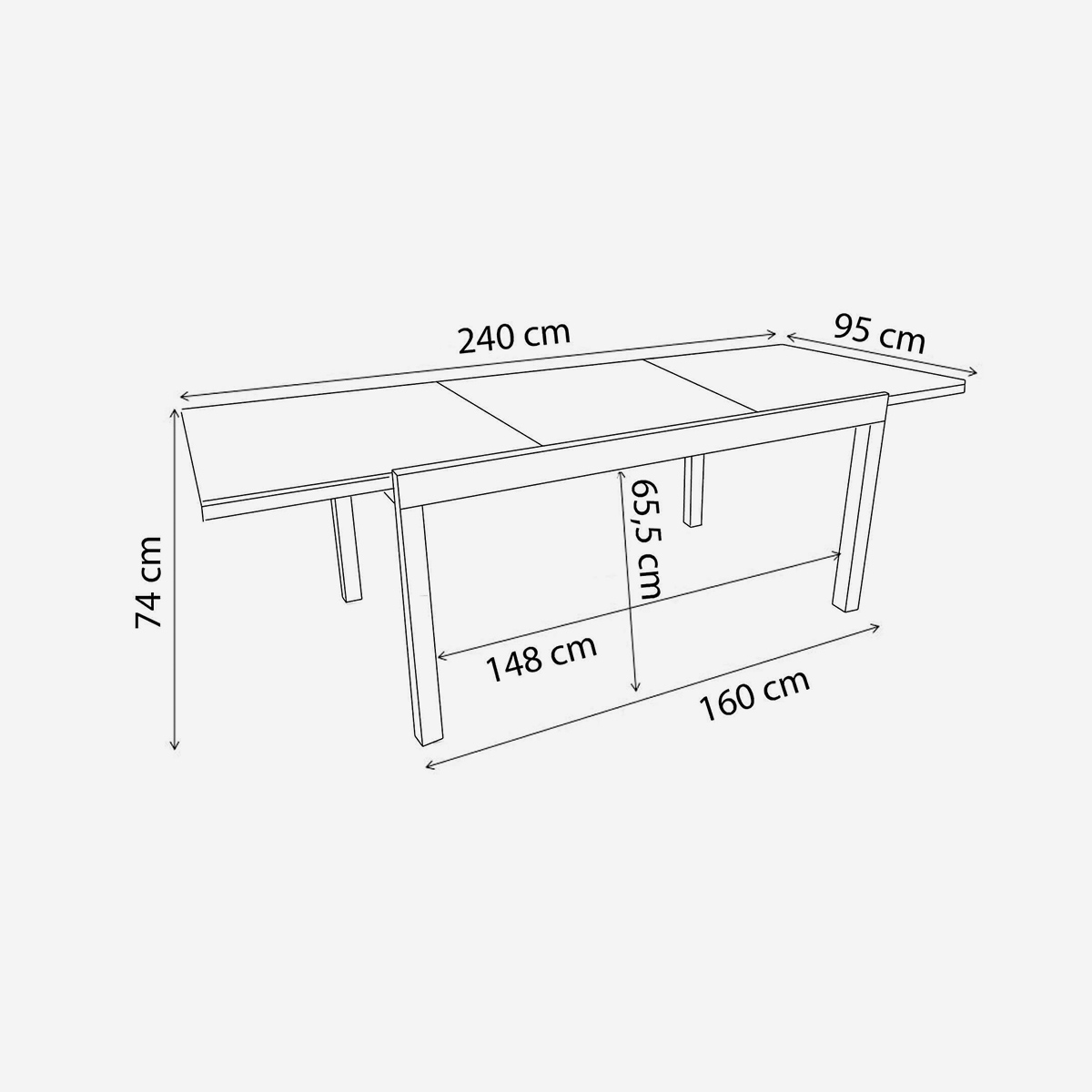 Cayman Extendable Garden Table in Aluminium and Polywood 160-240x95 cm — 6