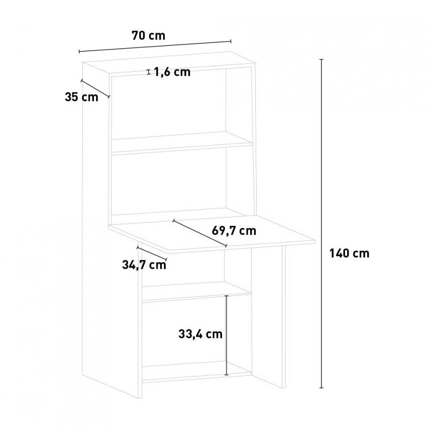Dalia Foldable Space-Saving Desk 70x70cm with Hidden Shelf — 8