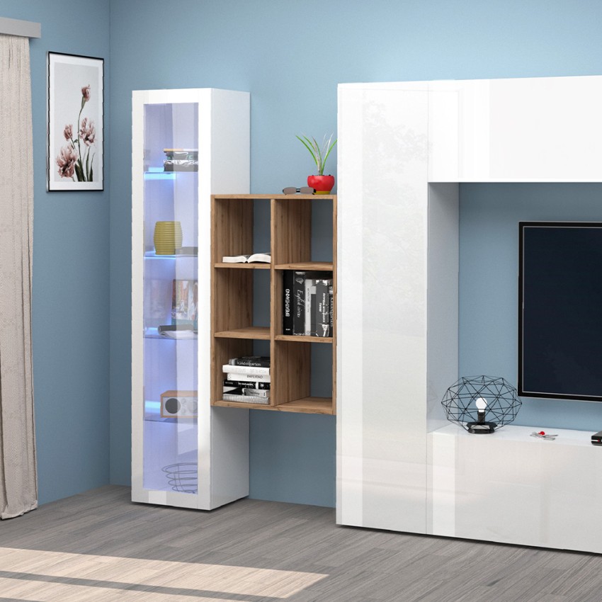 Modern 6-Compartment Wall Bookshelf in Wood 60x90cm Roderik M — 2