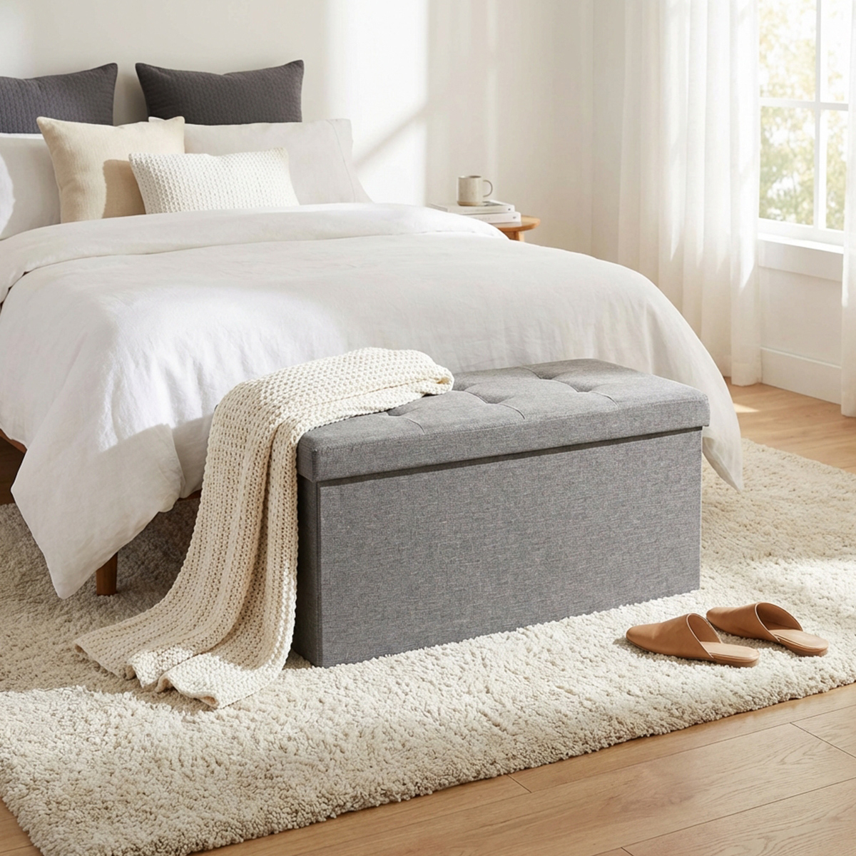Rectangular Fabric Storage Ottoman Bench 76x38x38 Cosma CL8050/TESS — 2