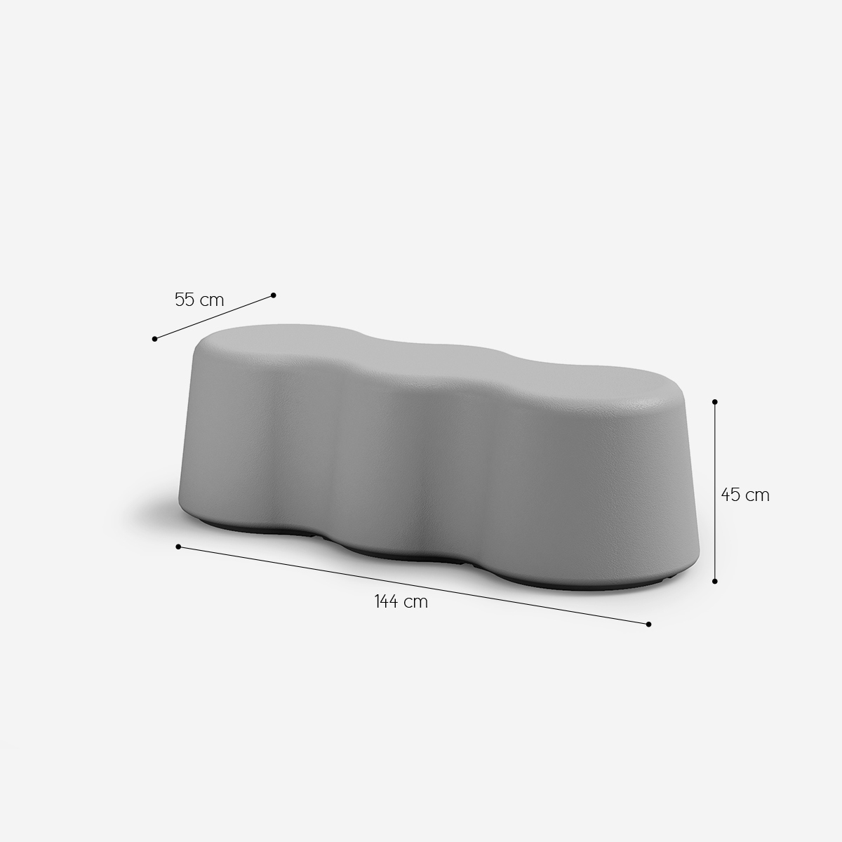 LYXO Peanuts 3-seater illuminated outdoor LED bench IP65 — 3