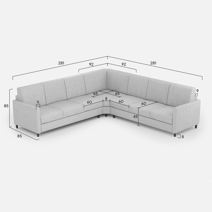 Karay 7-Seater Fabric Corner Sofa 281x281cm Removable Cover — 9
