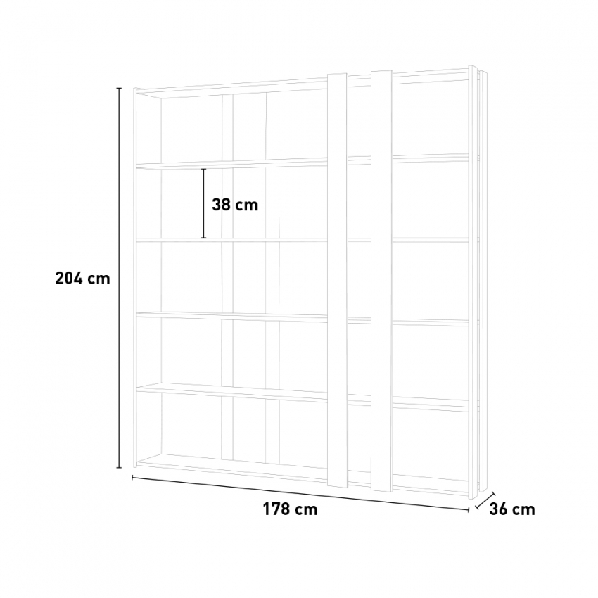 5-Tier Concrete Grey Wall Bookcase for Living Room and Office Kato E Concrete — 4