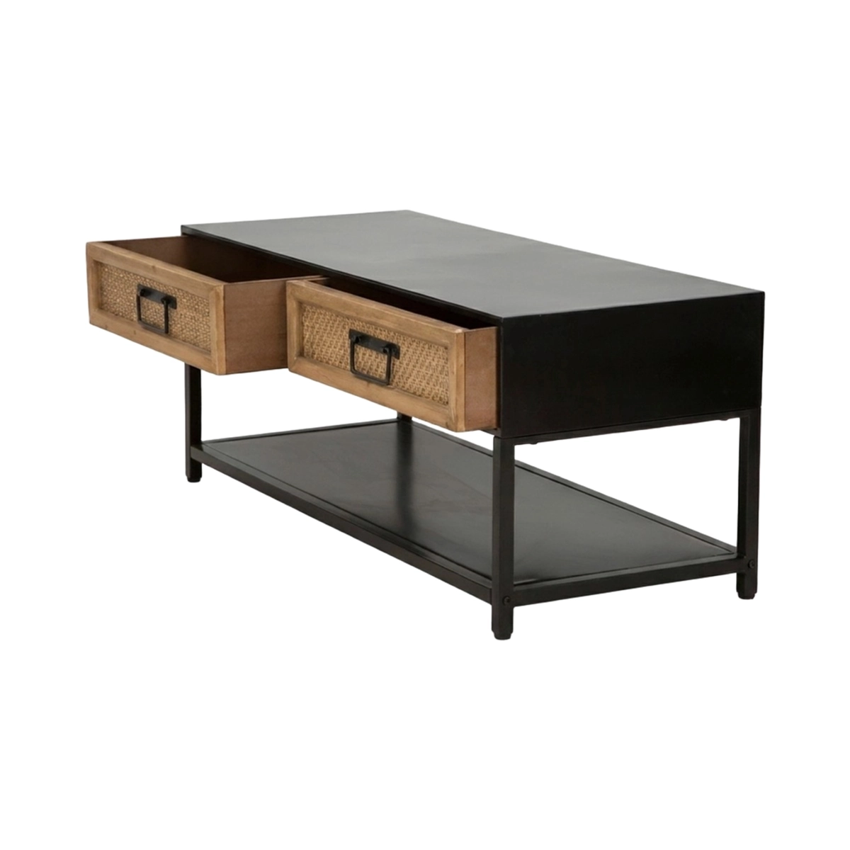 Hanoi TV Stand with 2 Rattan-Effect Drawers and Open Shelf — 5