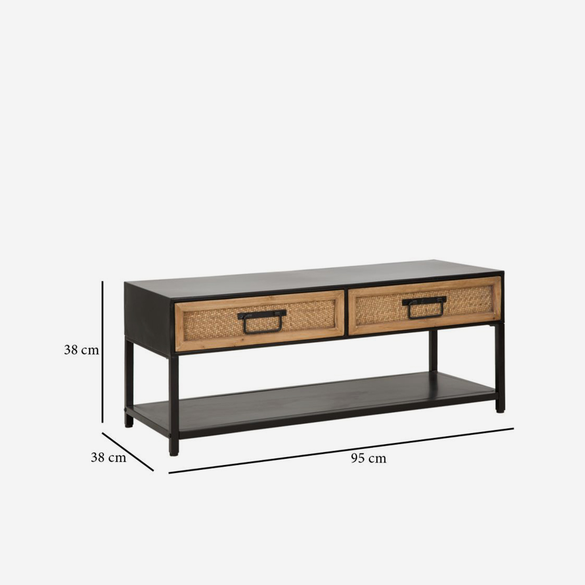 Hanoi TV Stand with 2 Rattan-Effect Drawers and Open Shelf — 4