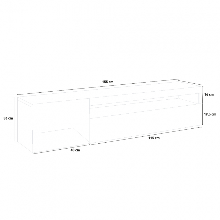 Industrial TV Stand with Flip-Down Drawer and Door, 155cm - Daiquiri Pero Ardesia M — 5