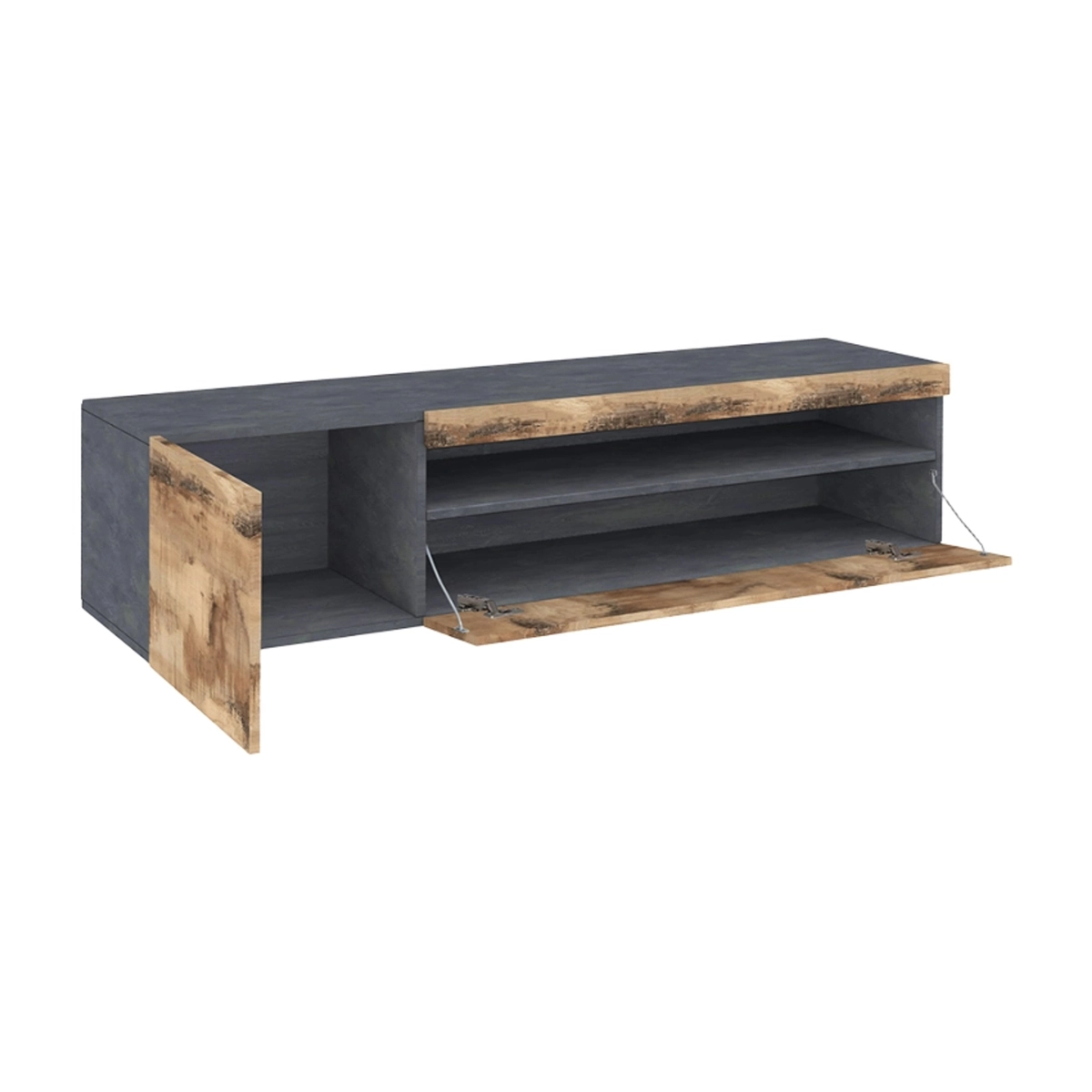 Industrial TV Stand with Flip-Down Drawer and Door, 155cm - Daiquiri Pero Ardesia M — 4
