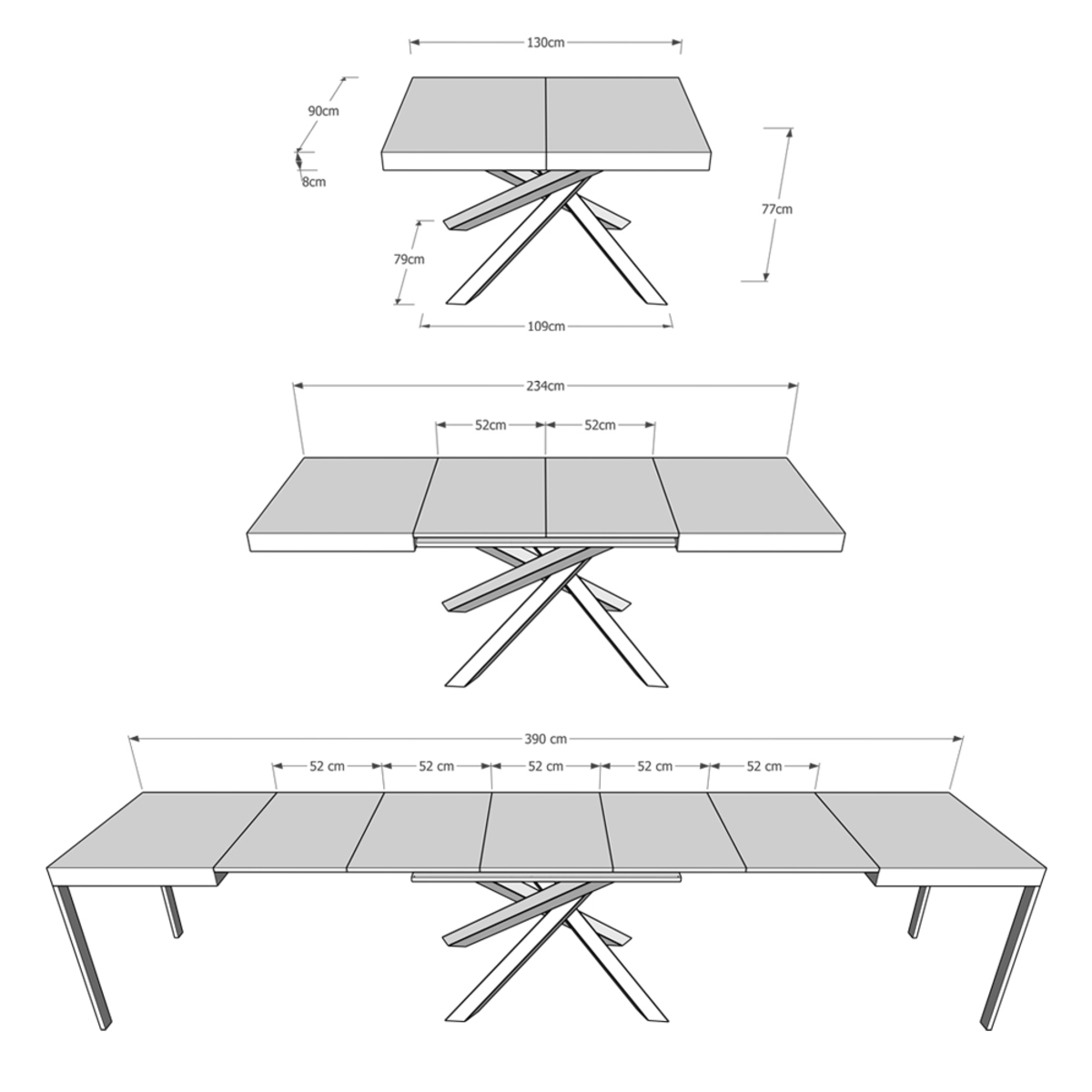 Volantis Extendable Dining Table 90x130 up to 390 cm 16 Seats — 6