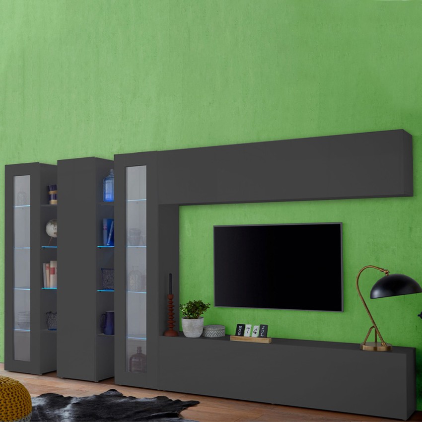Note Mir Living Room Wall Unit with TV Stand Cabinet and 2 Display Units — 2