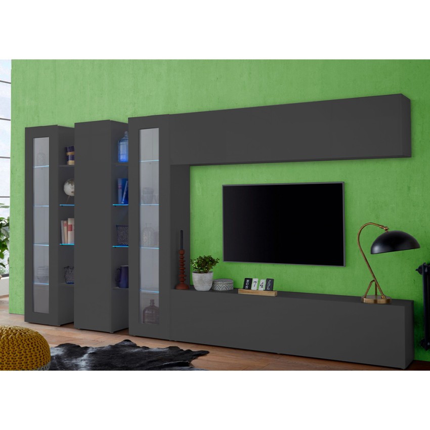 Note Mir Living Room Wall Unit with TV Stand Cabinet and 2 Display Units — 3
