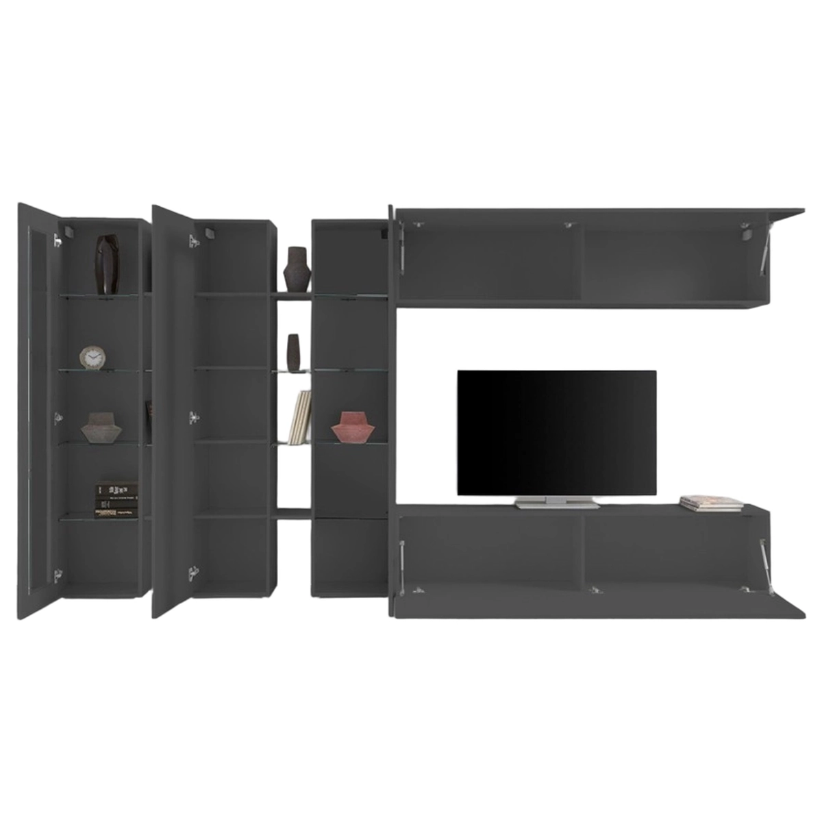 Note Mir Living Room Wall Unit with TV Stand Cabinet and 2 Display Units — 8