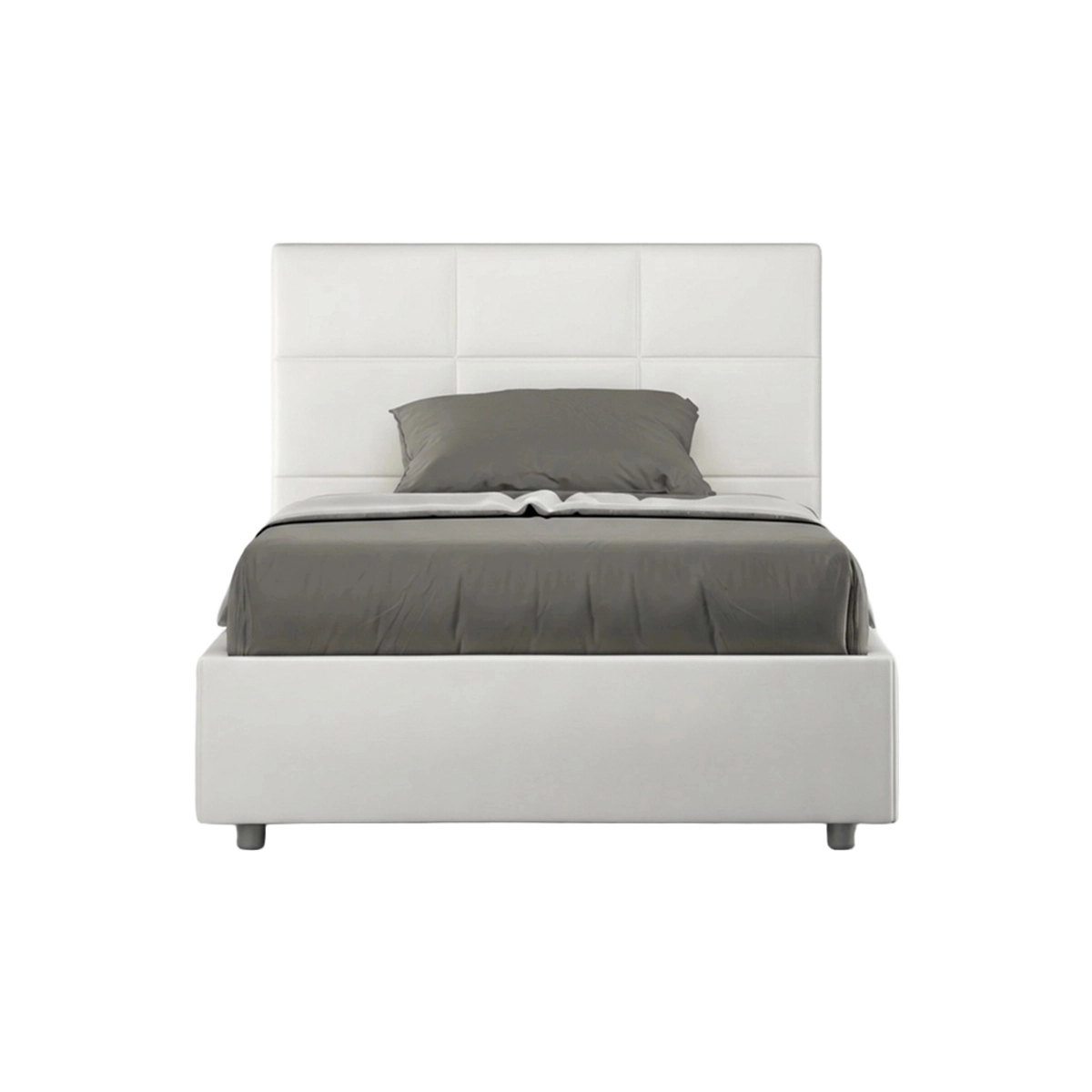 Mika Itamoby 140x190 French Bed in White Faux Leather with Storage and Headboard — 1