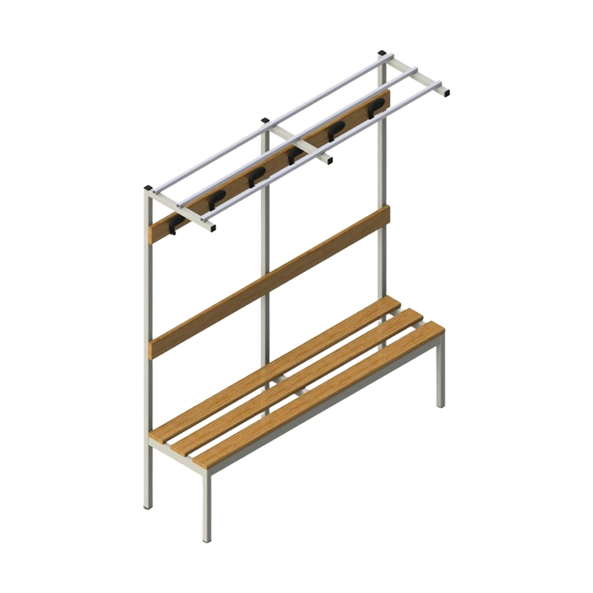Locker Room Bench with Coat Rack & Shelf 150x39x184cm Upper M Armet — 3