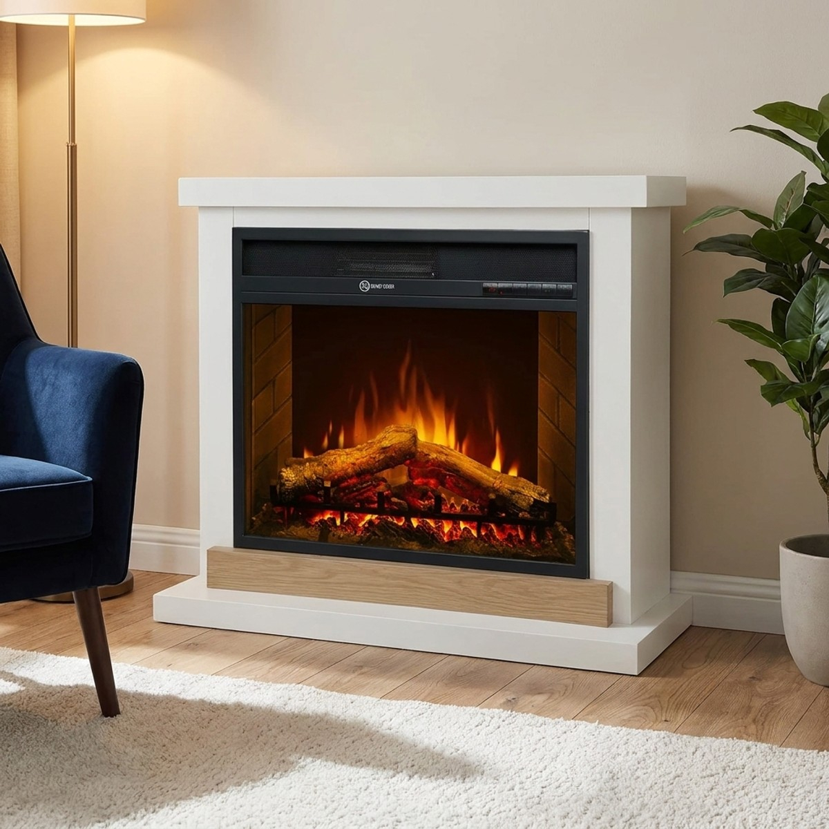 Freestanding electric fireplace with remote and LED flame Stoccolma — 2
