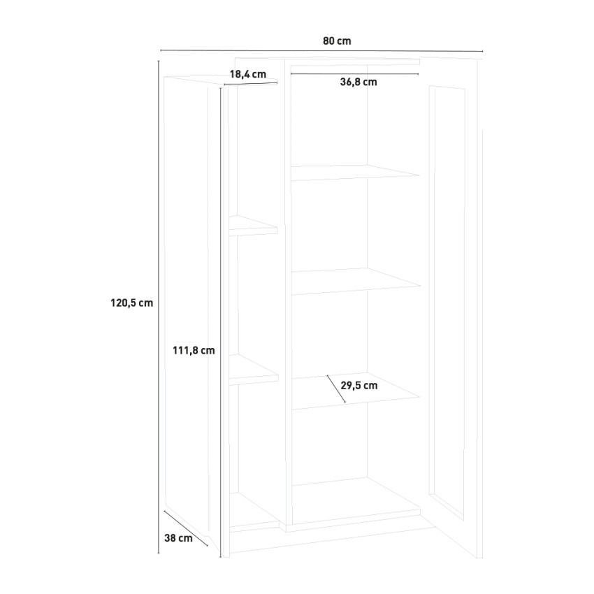 Modern Living Room Display Cabinet Black and Wood 80x120cm Corona Hound — 7