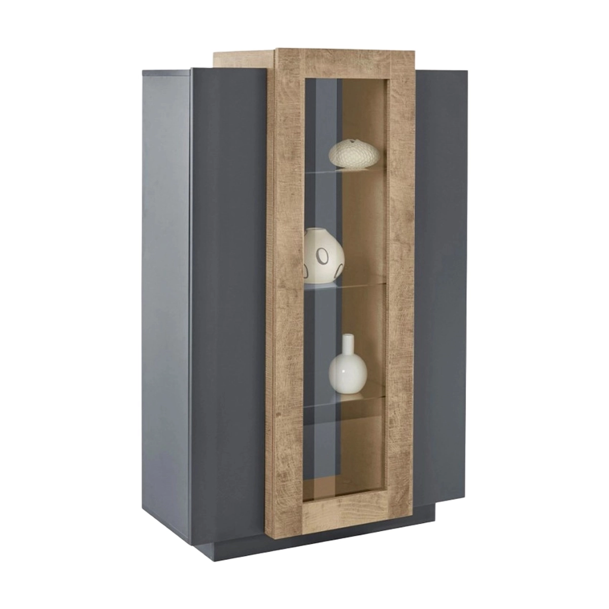 Modern Living Room Display Cabinet Black and Wood 80x120cm Corona Hound — 5