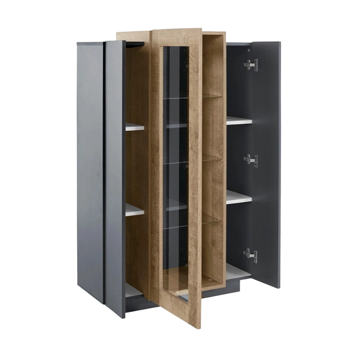 Modern Living Room Display Cabinet Black and Wood 80x120cm Corona Hound — 6