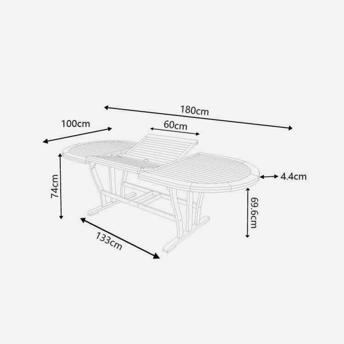 Double extendable oval solid wood garden table 180-240x100 cm — 5