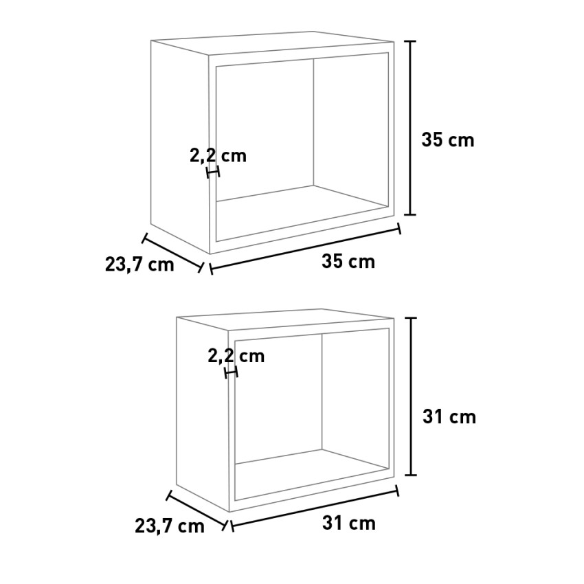 Set of 2 Modern Cube Floating Wall Shelves Bis Maxi — 4