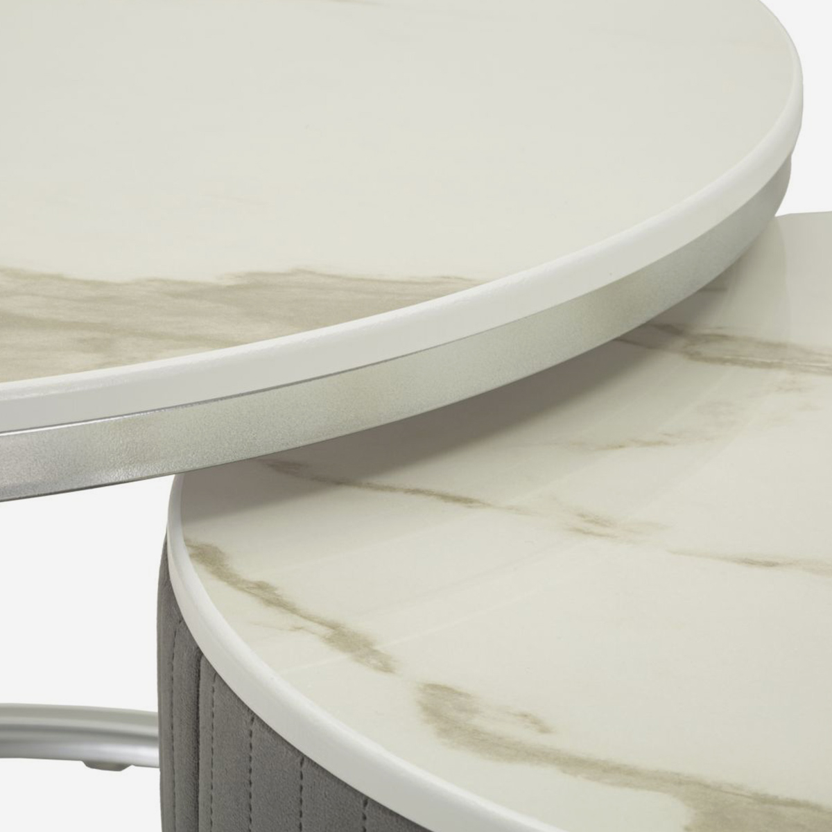 Set of 2 Round Coffee Tables with Drawer Greys Mauro Ferretti — 4