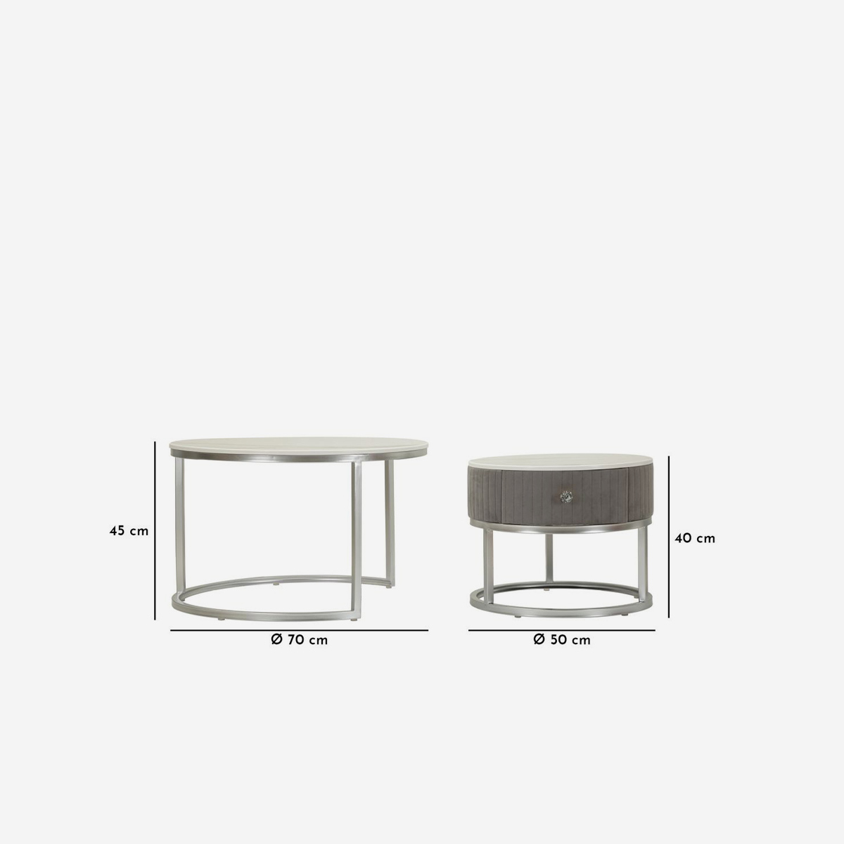 Set of 2 Round Coffee Tables with Drawer Greys Mauro Ferretti — 6