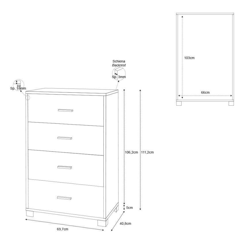Modern 4-Drawer Chest of Drawers for Bedroom and Office Sarmog Elita — 6