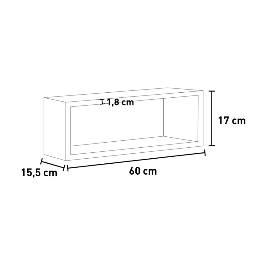 Rectangular cube modern wall shelf Regolo 60 cm — 4