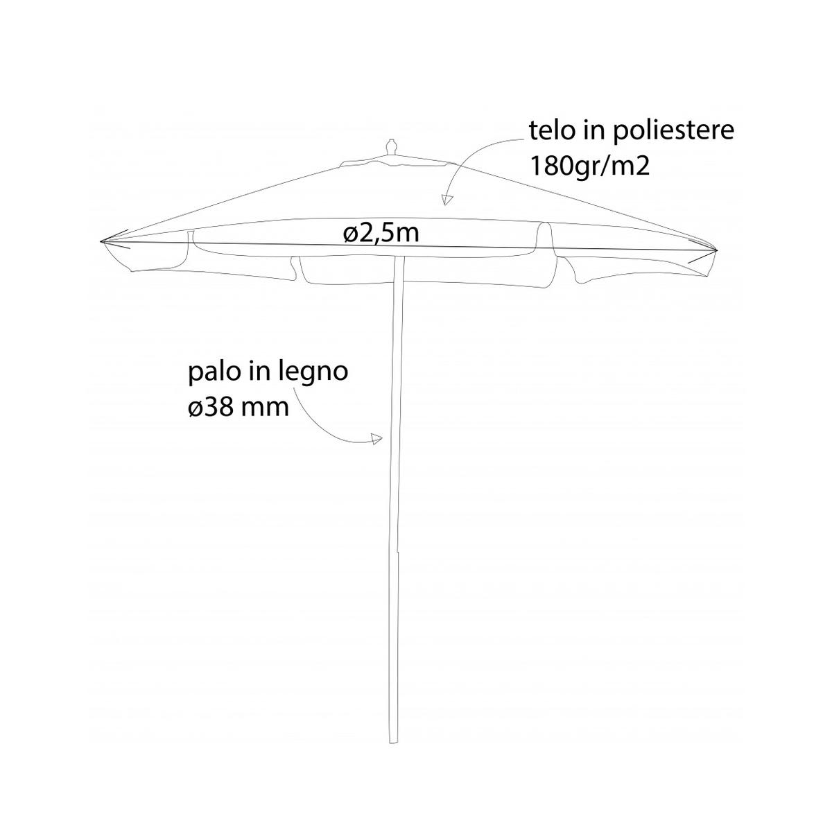 Round garden parasol 2,5m central Legno pole Fantasy Cosma — 4