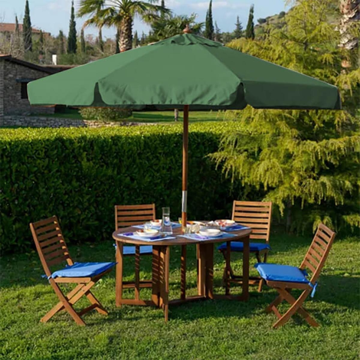Round garden parasol 2,5m central Legno pole Fantasy Cosma — 2