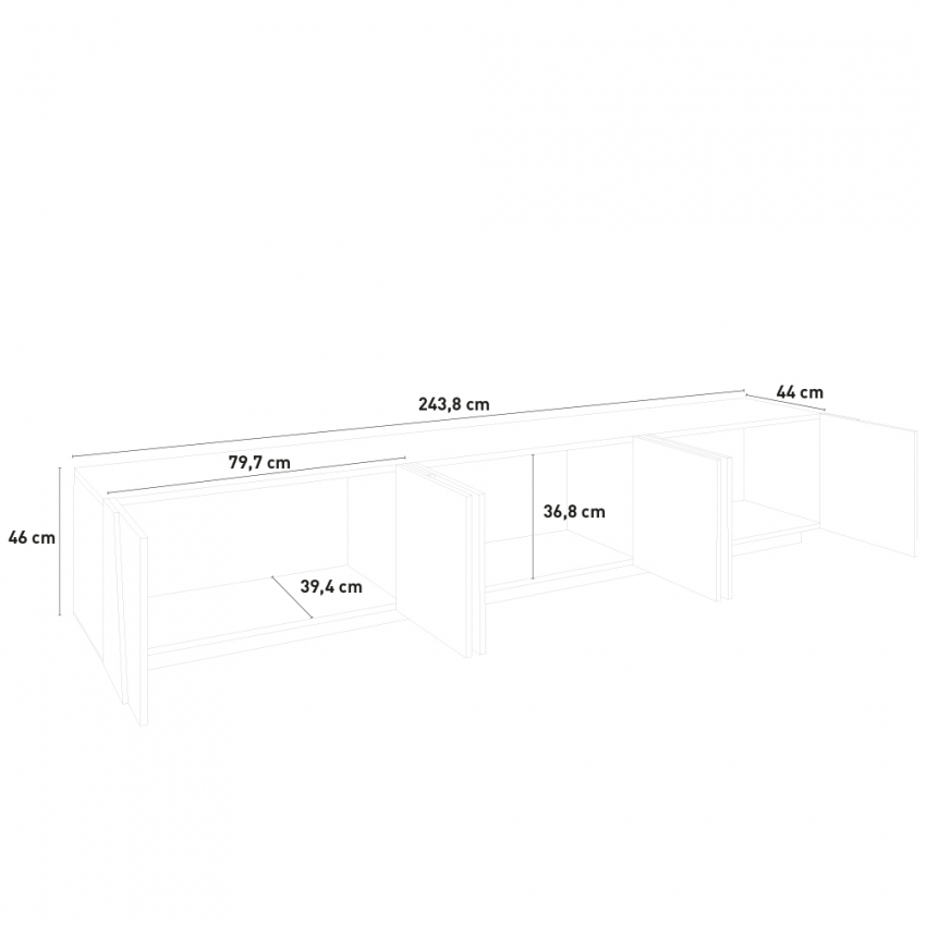 TV cabinet 6 doors 3 compartments modern design Ping Low XL Ardesia — 7
