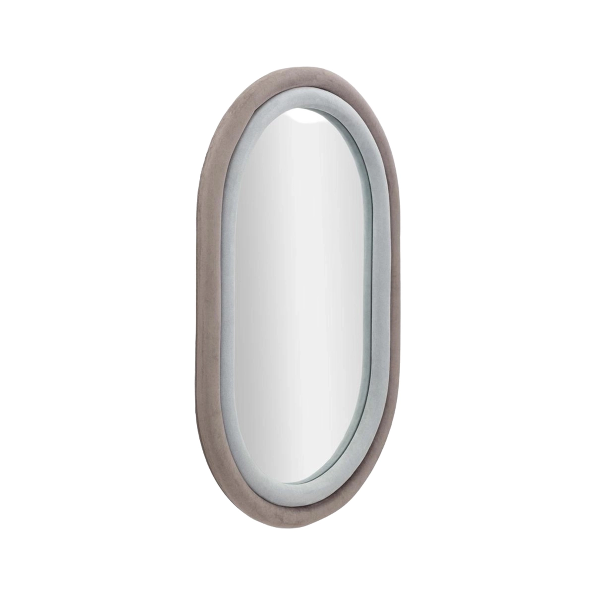Antony Oval Wall Mirror with Grey Velvet Frame 90x60 cm — 5