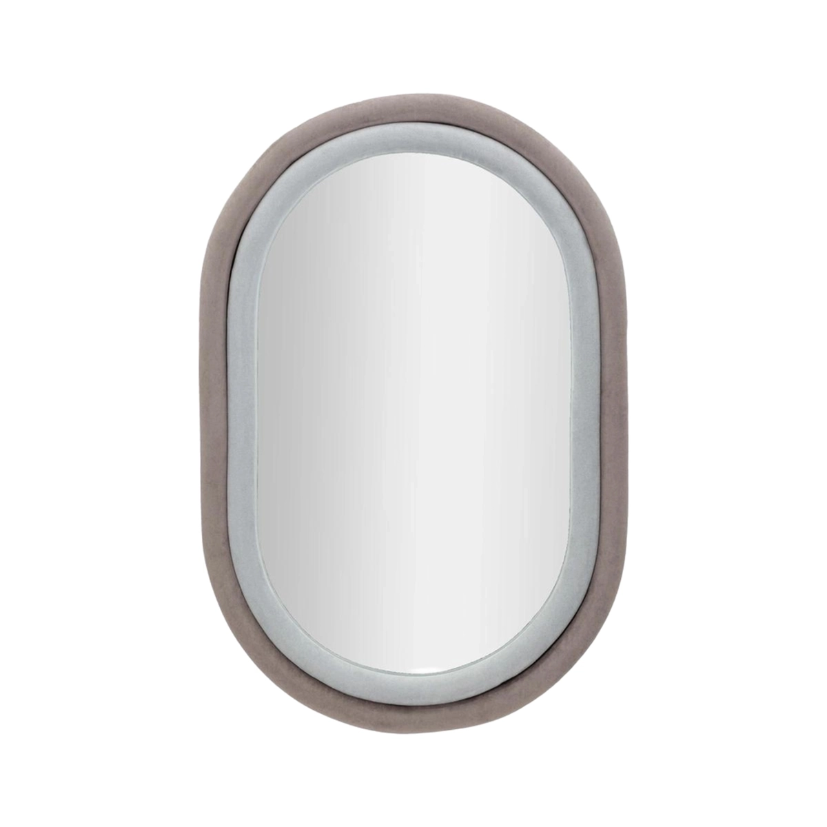 Antony Oval Wall Mirror with Grey Velvet Frame 90x60 cm — 1