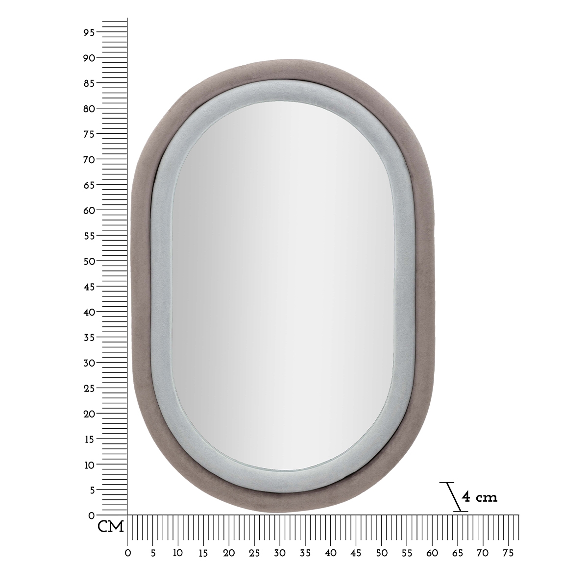 Antony Oval Wall Mirror with Grey Velvet Frame 90x60 cm — 6