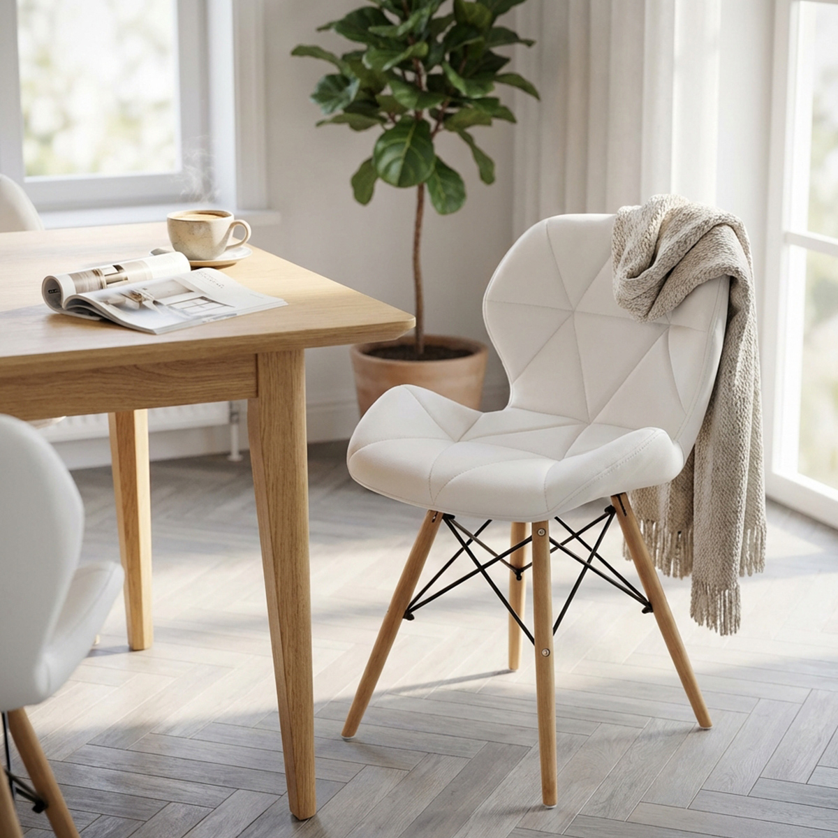 Modern Faux Leather and Wood Dining Chair Annapolis Cosma — 2