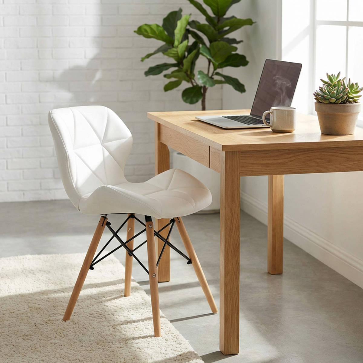 Modern Faux Leather and Wood Dining Chair Annapolis Cosma — 3